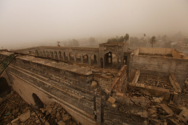 The remains of the Tomb of Prophet Yunus, destroyed by Islamic State militants, in Mosul, Iraq, January 28, 2017/ inam alvi