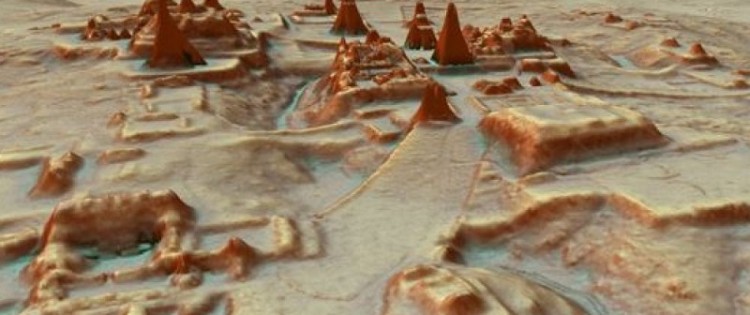 3D rendering of the Tikal site, where an unknown pyramid was revealed.